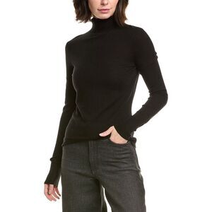 Frame Denim Womens  The Slim Turtleneck Wool Sweater, Black